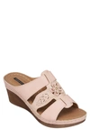 Gc Shoes Spring Floral Wedge Sandal In Blush