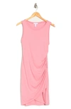 Leith Ruched Body-con Sleeveless Dress In Pink Peony
