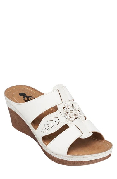 Gc Shoes Spring Floral Wedge Sandal In White