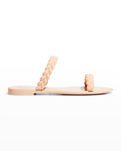 Stuart Weitzman Sawyer Braided Dual-band Jelly Sandals In Apricot