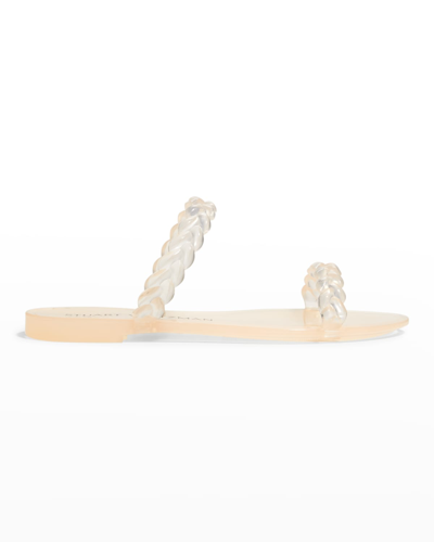 Stuart Weitzman Sawyer Braided Dual-band Jelly Sandals In Poudre