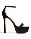 Stuart Weitzman Nudistcurve Hollywood Ankle-strap Platform Sandals In Black