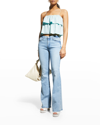 Alice And Olivia Marylynn Ruffled Crop Top In Powder Blue