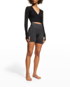 Commando Butter Wrap-effect Stretch-modal Top In Black