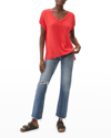 Michael Stars Draya V-neck Gauze Tee In Salsa