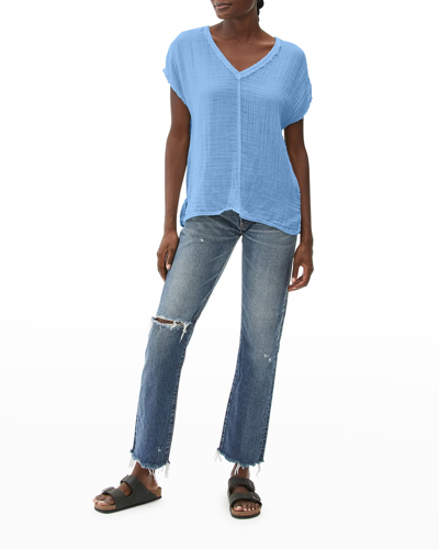 Michael Stars Draya V-neck Gauze Tee In Oxygen