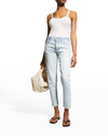MOUSSY VINTAGE NAVAL TAPERED MID RISE STRAIGHT JEANS