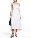 Theory Eco Crunch Tie-back Midi Dress In Cogn