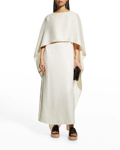 Gabriela Hearst Hunter Poncho Linen Maxi Dress In Ivory | ModeSens