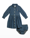 Polo Ralph Lauren Girl's Belted Fit-and-flare Denim Shirtdress In Indigo