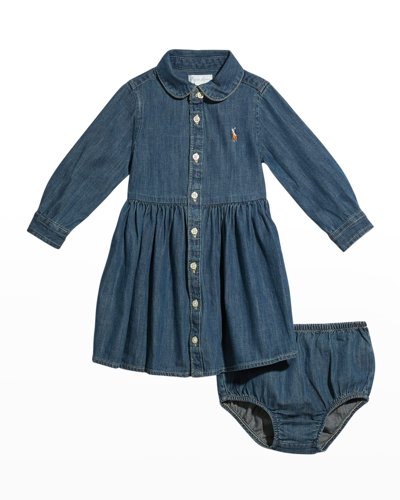 Polo Ralph Lauren Kids' Girl's Belted Fit-and-flare Denim Shirtdress In Indigo