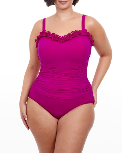PROFILE BY GOTTEX FULL FIGURE HULA DANCE ONE-PIECE SWIMSUIT 