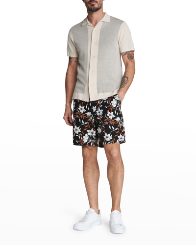 Rag & Bone Harvey Short Sleeve Knit Button-up Camp Shirt In Ivory