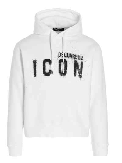 Dsquared2 Icon Spray Logo-print Cotton-jersey Hoody In White
