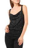 1.state Wide Strap Drape Neck Sequin Tank In Rich Black