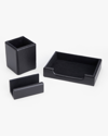 Royce New York Suede Lined Executive 3-piece Desk Accessory Set In Black
