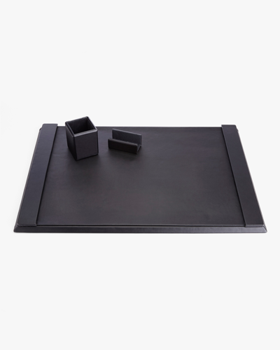 Royce New York Leather Suede-lined 3-piece Executive Desk Accessory Set In Black