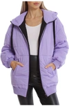 Avec Les Filles Water Resistant Box Quilt Jacket In Amethyst
