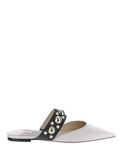 Jimmy Choo Basette Leather And Embellished Grosgrain Mules In White