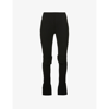 Talia Byre Exposed-seam Slim-fit High-rise Stretch-cotton Trousers In Black