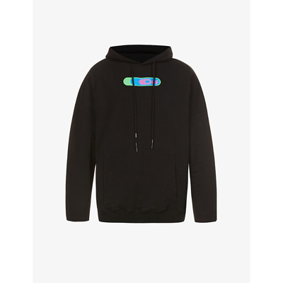 Off-white High Weed Graphic-print Cotton-jersey Hoody In Black