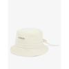 Jacquemus Mens Off-white Le Bob Gadjo Metallic-plaque Cotton Bucket Hat
