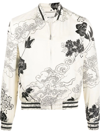 Saint Laurent Floral-print Bomber Jacket In Neutrals