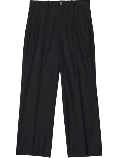Balenciaga High-waisted Wool Cropped Trousers In Black