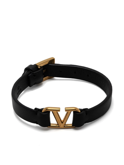 Valentino Garavani Vlogo Buckled Bracelet In Black