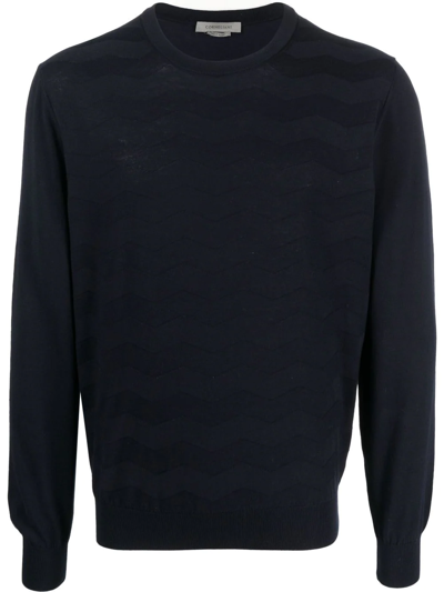 Corneliani Round-neck Knit Jumper In Blue