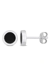 Delmar Sterling Silver Hematite Round Stud Earrings In Black