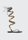 Valentino Garavani No Limit Rockstud Ankle-wrap Gladiator Sandals In 0no Nero