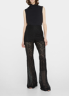 AKRIS FARALDA MIXED-EMBROIDERED BOOTCUT PANTS