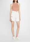 Slvrlake + Net Sustain Dakota Distressed Organic Denim Shorts In Ivory Dest