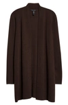 Eileen Fisher Merino Straight Long Cardigan In Espresso