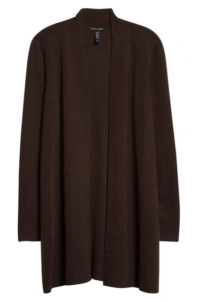 Eileen Fisher Merino Straight Long Cardigan In Espresso
