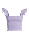 Peixoto Ruffled Cover-up Crop Top In Purple