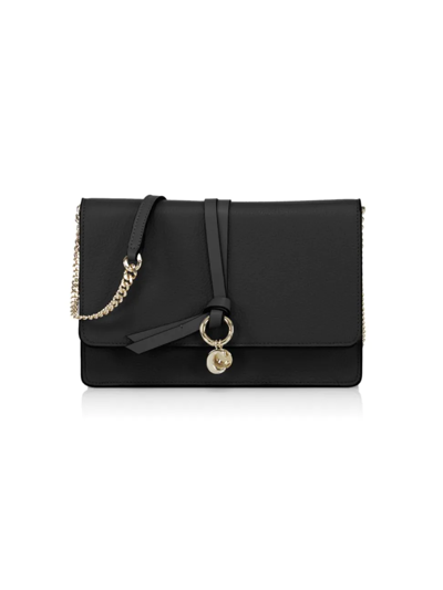 Chloé Alphabet Pebbled Leather Chain Clutch Bag In Black