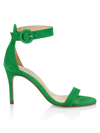 L Agence Gisele Velvet High-heel Sandals In Pop Green
