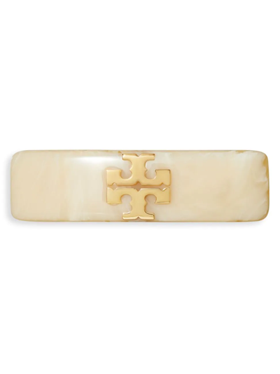 Tory Burch Kira Small Logo Acetate Barrette In Gold