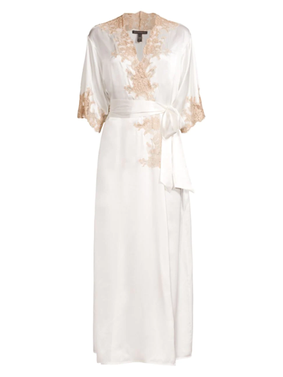 Kiki De Montparnasse Orchid Lace Long Dressing Gown In Ivory