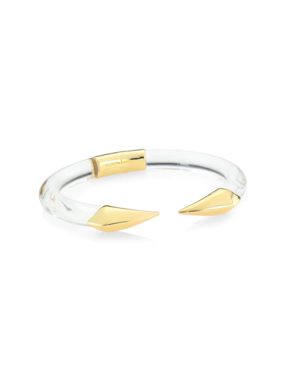 Alexis Bittar Mirrored Pyramid 14k Goldplated Lucite Brake Hinge Bracelet In Clear