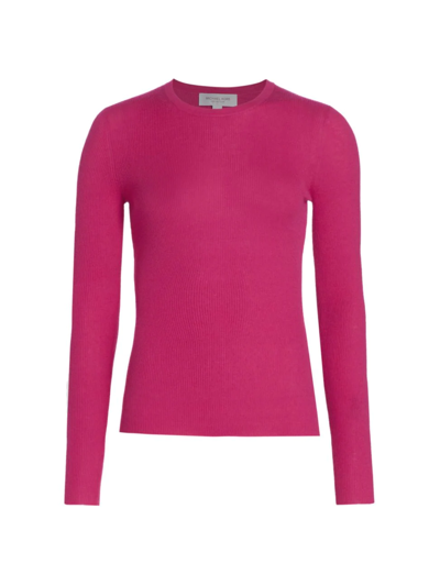 Michael Kors Hutton Ribbed Cashmere Sweater In Fuchsia