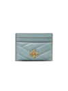 Tory Burch Kira Chevron Leather Card Case In Arctic/rolled Gold