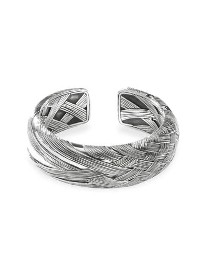 John Hardy Sterling Silver Bamboo Woven Cuff Bangle Bracelet