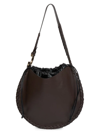 Chloé Mate Large Woven Leather Drawstring Hobo Bag In Chocolate