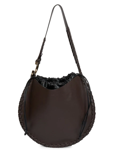 Chloé Mate Large Woven Leather Drawstring Hobo Bag In Bold Brown