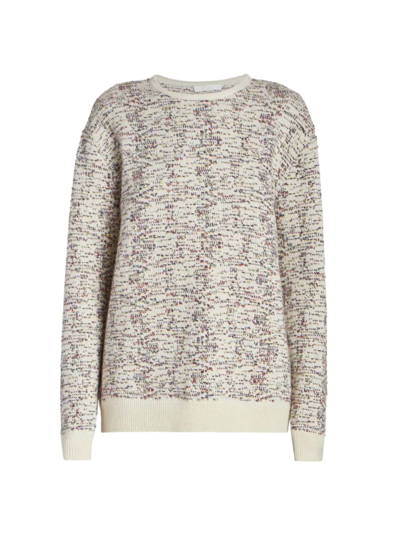 Chloé Speckled Knit Crewneck Sweater In Antique White