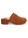 CHLOÉ WOMEN'S JOY WOOD & SUEDE CLOGS