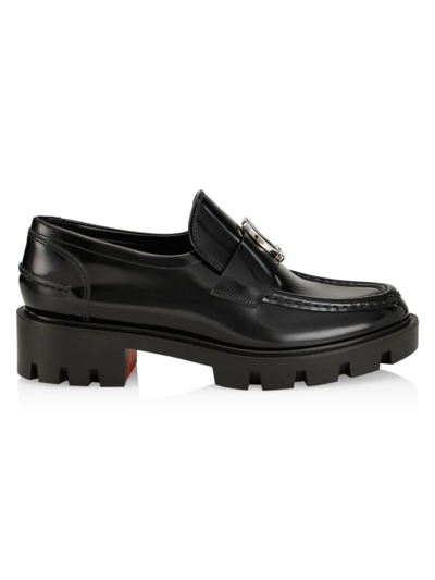 Christian Louboutin Moc Lug-sole Leather Loafers In Black